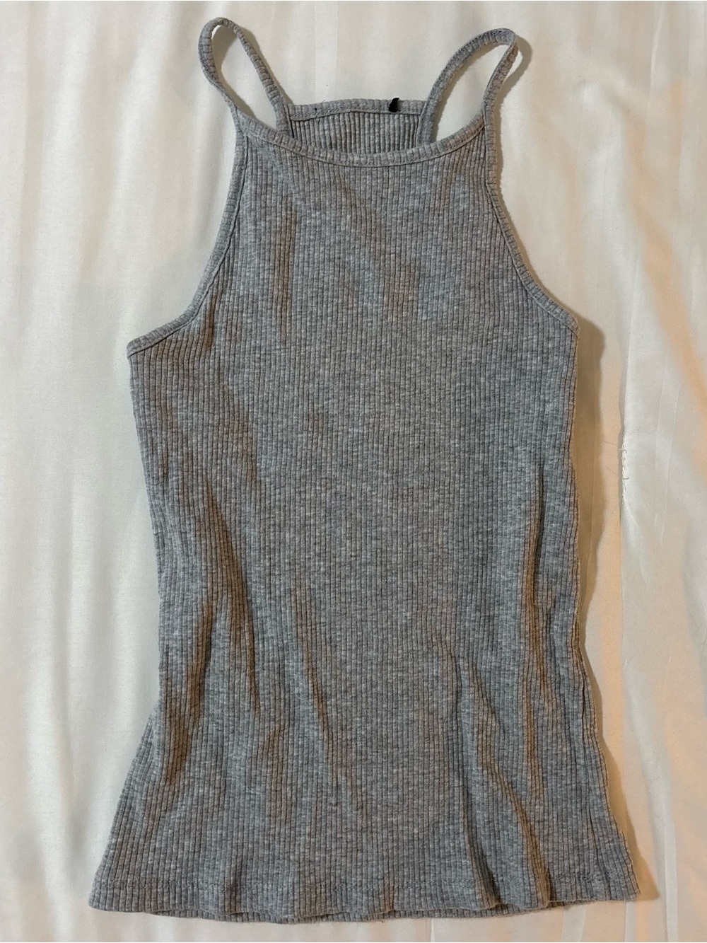 Women's Ribbed High-Neck Tank Top — Gray
